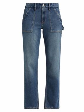Good American Women’s Straight-Leg Jeans in Washed Blue Denim